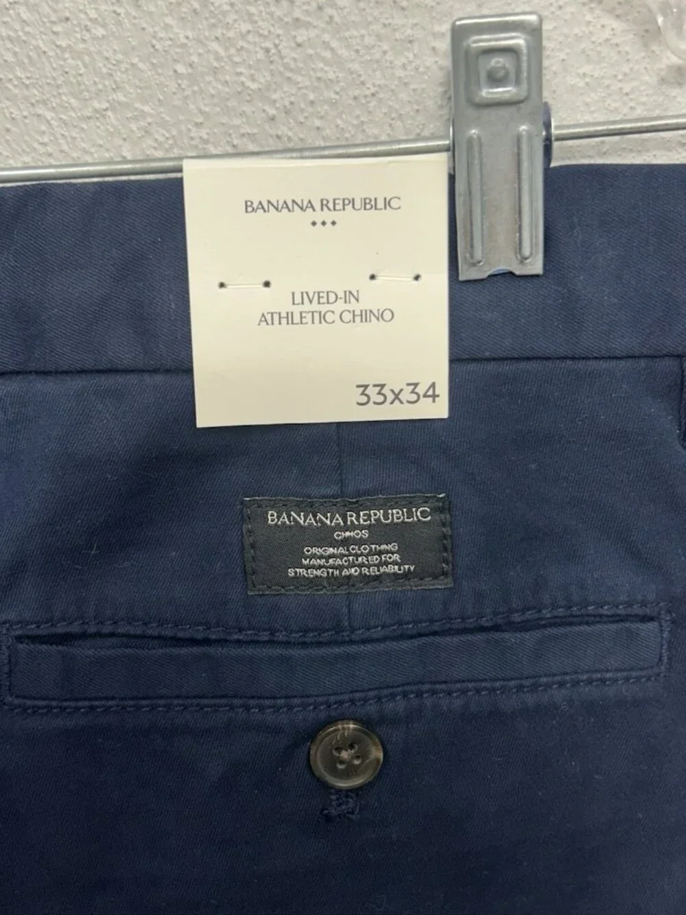 Banana Republic Lived-In Chino Athletic Fit Pants 33x34 Navy Blue (fits 34Wx33L)